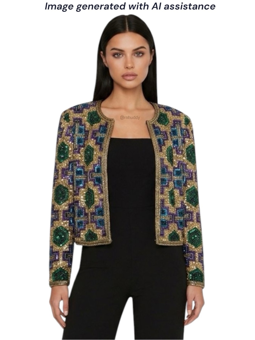 NWT VTG Laurence Kazar New York petite M silk beaded blazer jacket